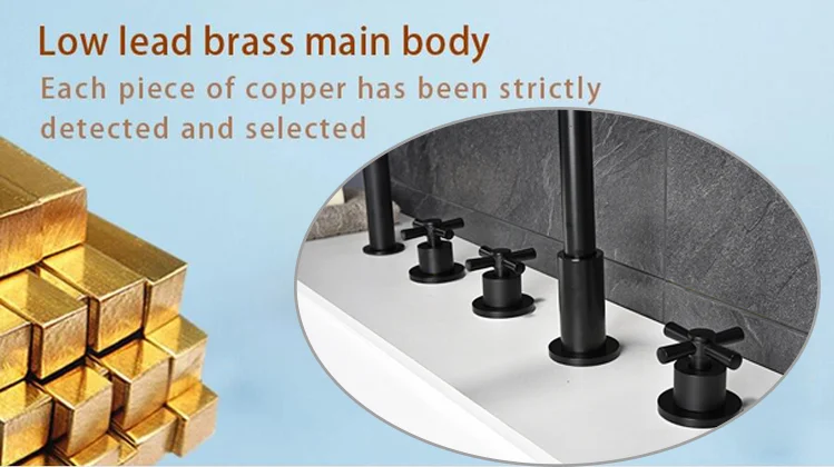 Kaiping faucet matte black 5 hole three handle bathtub filler faucet and shower bathroom taps faucet bathroom tapware