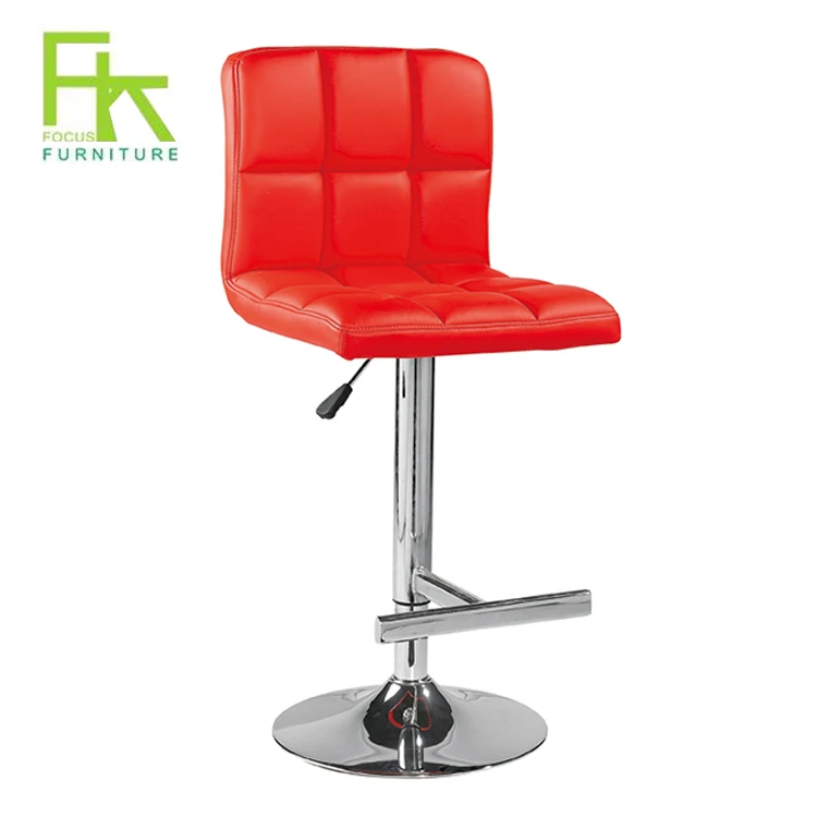 Custom Color Red Bar Stools Classic Stainless Steel Pu Leather Bar