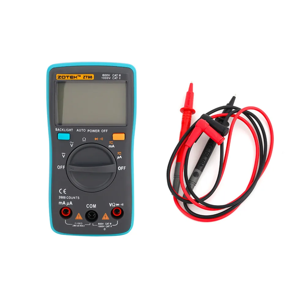 zt98 数字万用表 1999 计数背光 lcd 便携式交流直流电流表万用表