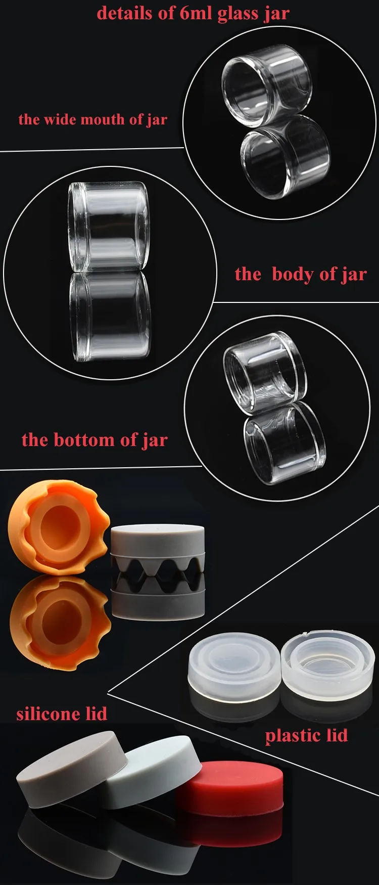 5ml 6ml Glass Concentrate Jar Container For 1 Gram Glass Wax Oil Dab Bottle Silicone Lid Buy