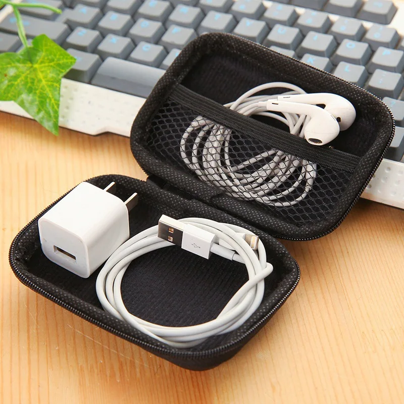 Custom Waterproof Data Line Earphone Line Storage Case With Zipper Pu