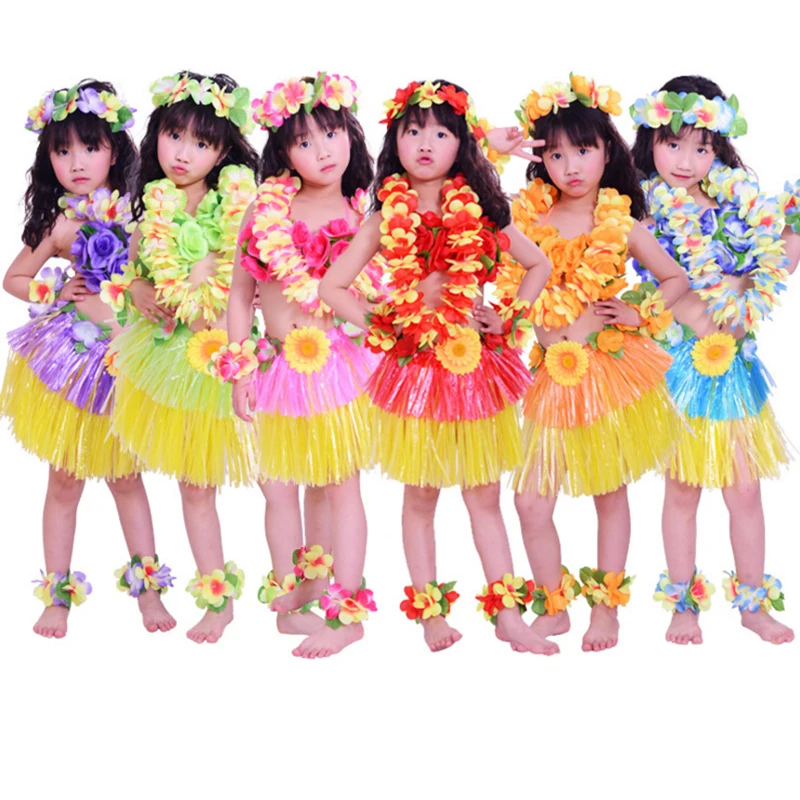 pour la danse la décoration de fête pour enfants et adultes Valink Lot de 8 jupes hawaïennes en herbe la performance 