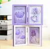 Creative wood lavender bear two fold frame double - sided decoration table solid wood students gift frame