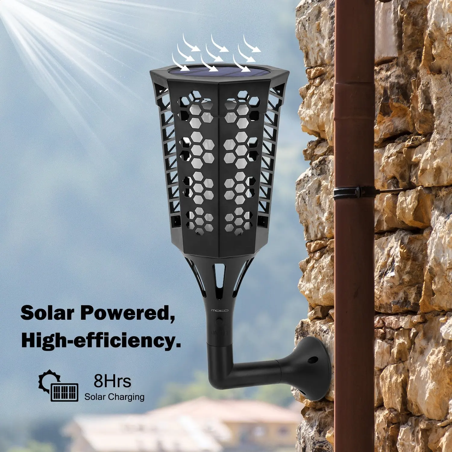 Outdoor Solar Flickering Lamp 96 Leds Ip65 Landscape Festival Flames