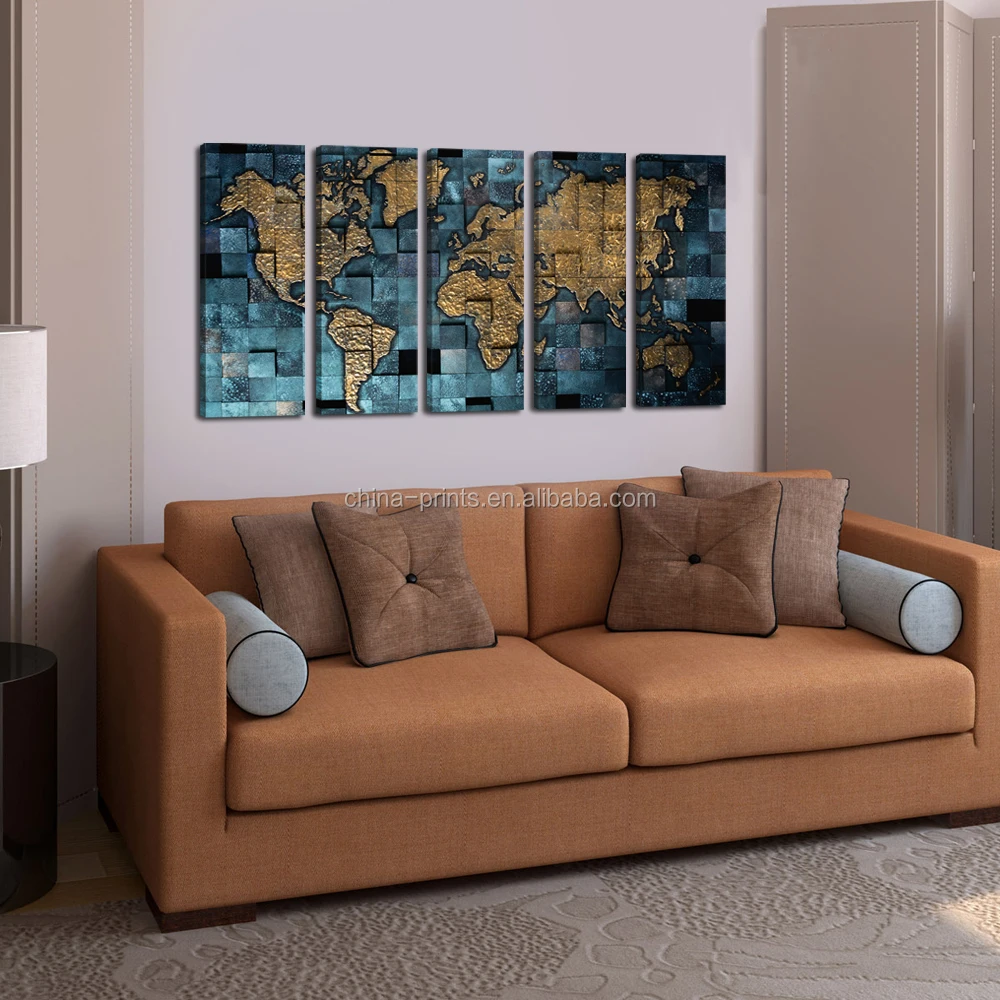 Nieuwe wereldkaart canvas/5 panel home decor kunst aan de muur ...