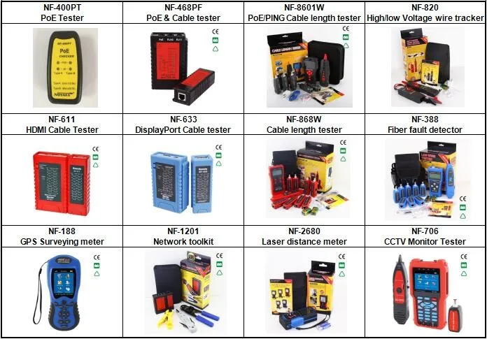 4-in-1 network cable tester use for testing RJ45/RJ11/BNC/USB continuity (NF-3368)