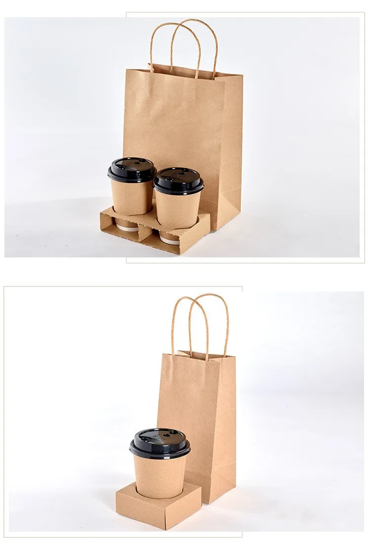 Brown Kraft Coffee Cup Carry Bag With Corrugated Paper Cup Holder Buy Kraft Coffee Carry Bag