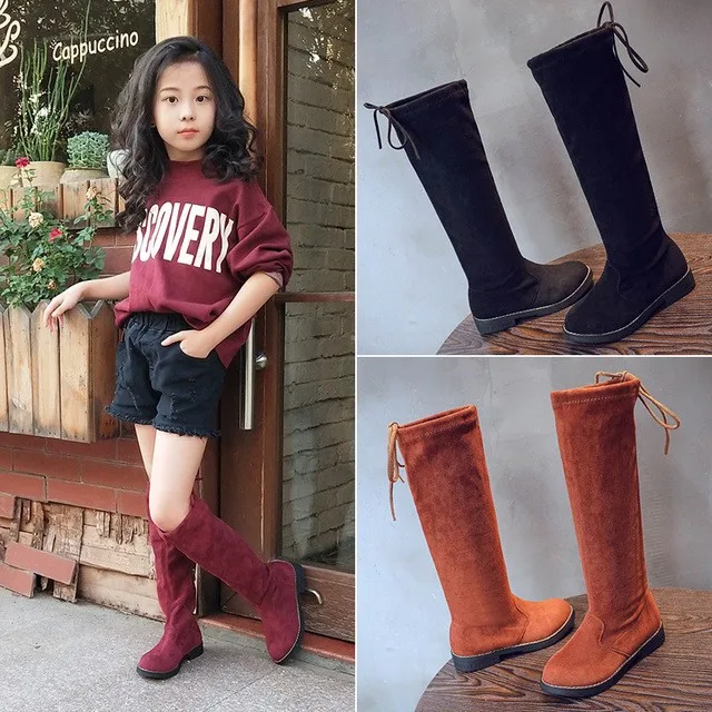 girls tall black boots