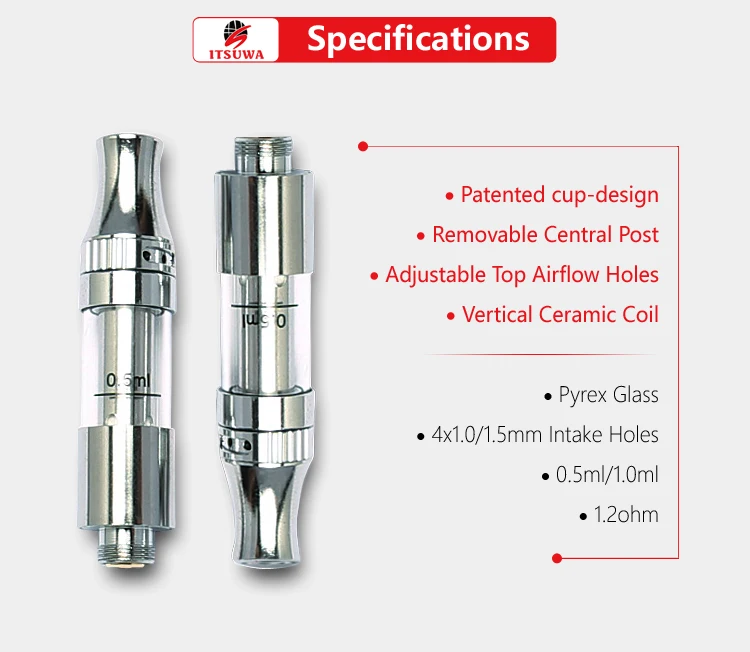 liberty V9 top air flow with ceramic coil glass tube for cbd oil vape no leaking vaporizer cartridge