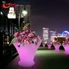 Outdoor decorative illuminated large tall plastic LED lighted planters