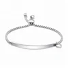 MECYLIFE Engraved Long Bar Heart Charms Women's Adjustable Bracelet