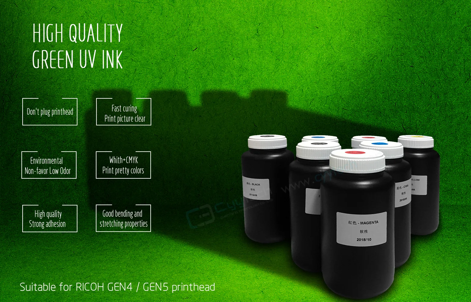 Nazdar Led Ricoh Uv Flatbed Printer Ink For Ceramic/glass/metal/fabric