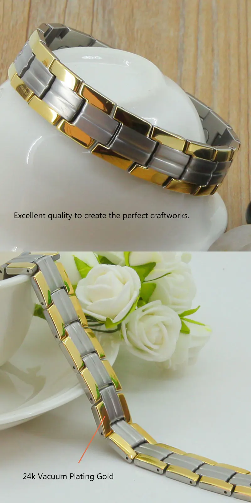 Men 3500 Gauss Health Energy Neodymium Bracelet With Gold Plating Jewelry Buy Health