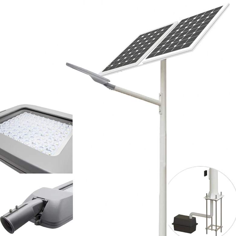 80W lithium battery solar street light with cctv mppt charge controller