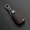 Top layer leather key cover for VW Golf 7 GTI R MK7 Passat Tiguan Bora Polo Seat Leon Ibiza Skoda Octavia A7 case keychain