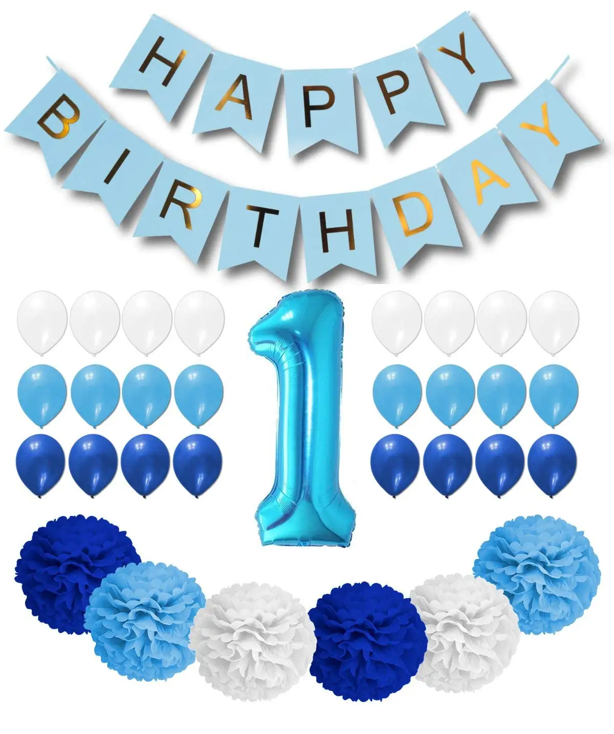 Buy Fe Off 1st Birthday Boy Decorations Blue Light Blue And White