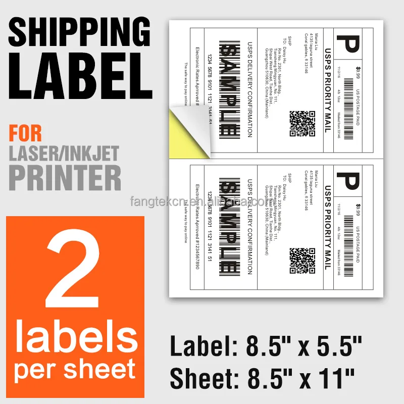 UPS 6,000 Half Sheet Laser/Inkjet Shipping Labels 2 UP  for USPS Paypal