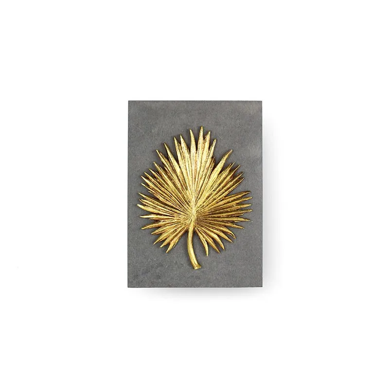 Wall art 3D various plant leaf design gold foil on perlite resin board wall decor hand made for home accessories manufacture