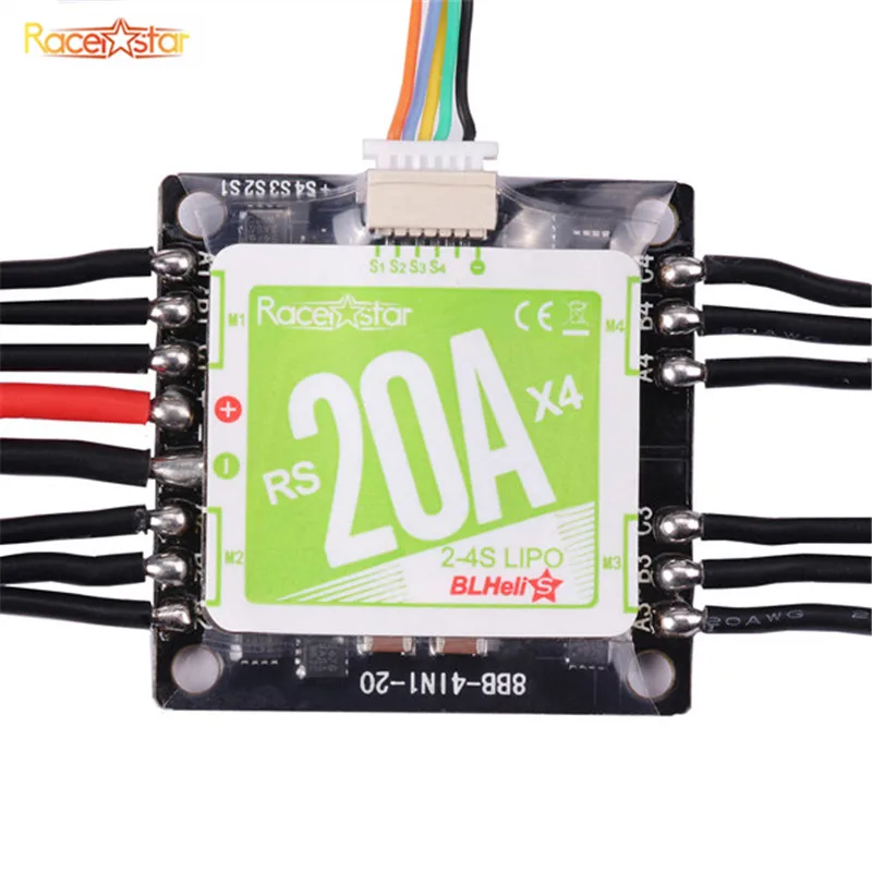 Racerstar RS20Ax4-20A 4 in 1 Blheli_S Opto ESC 2-4S Support Dshot150 Dshot300 