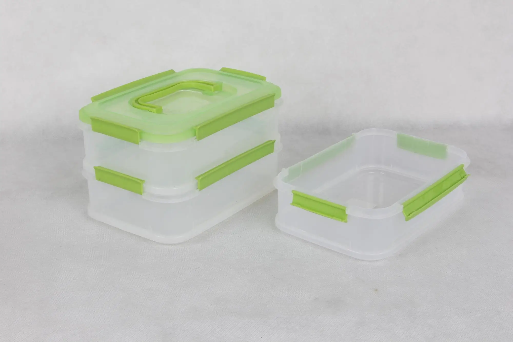 塑料三层家用保鲜盒储物篮盒叉刀带盖子