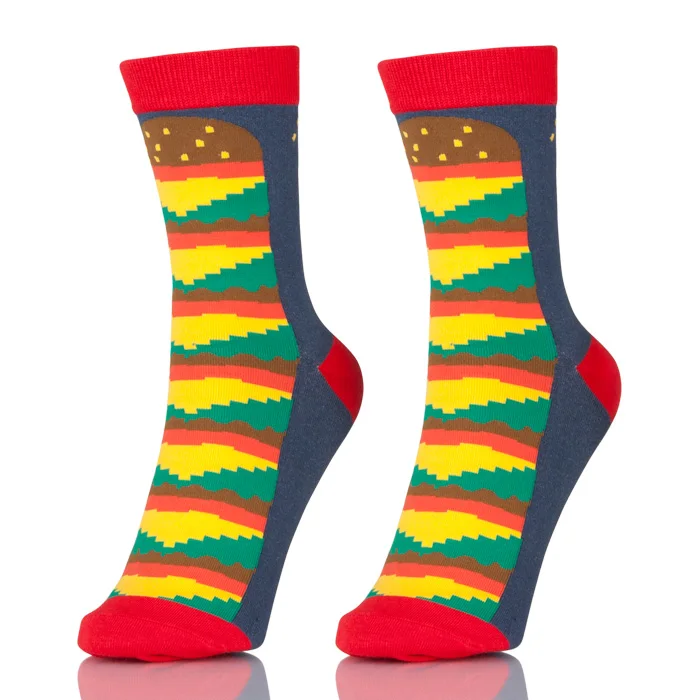 Creative Colorful Striped Cartoon Combed Cotton Socks Crew Casual Crazy Funny Socks