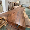 modern solid wood live edge big cofference table finished with resin art