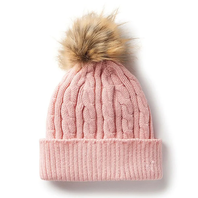 Lady's Ponytail Winter Hats Women Blank Pink Pom Pom Beanie Buy Pom