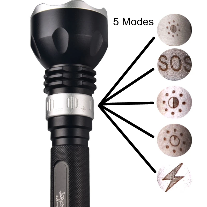 Professional T6 Waterproof Dive Flashlight Rechargeable LED Scuba Diving Equipment
