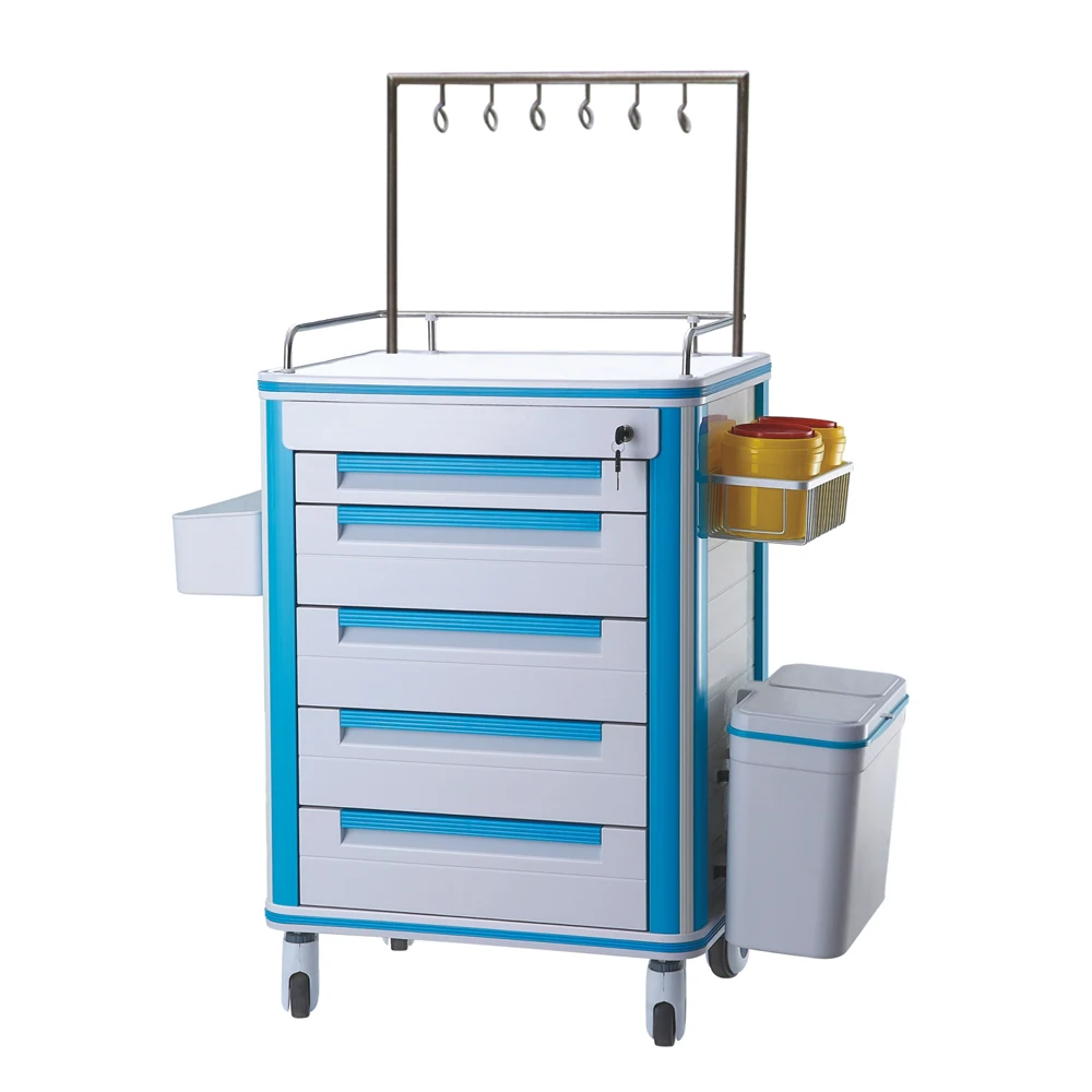 Hospital Nurse Trolley Cart With Drawers Abs Rolling Medical Cart