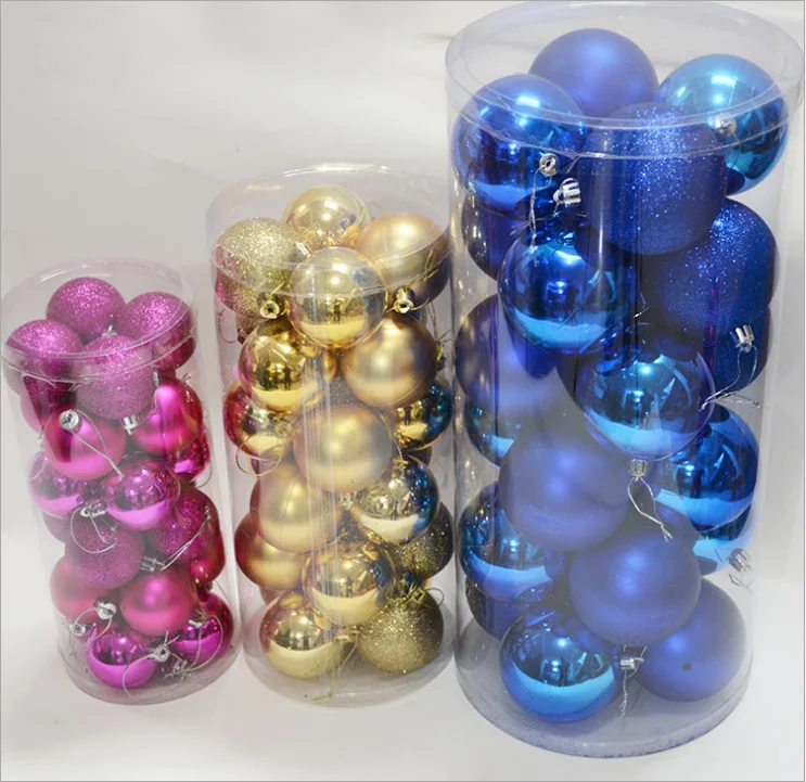 new  product christmas decor multi - coloured christmas ball 3-10cm sets with pvc box for christmas