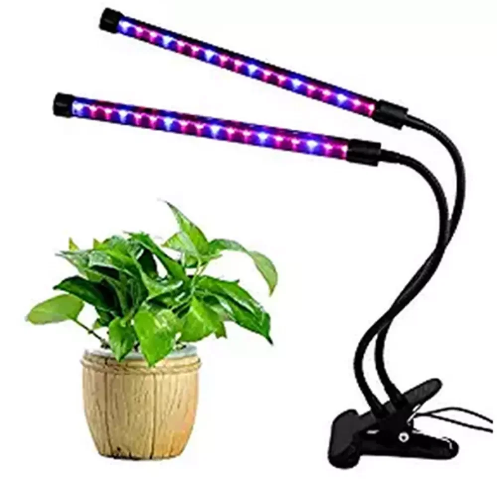 Amazon hot seller 18w red bulb Desk Clip LED Plant Grow Light, Dimmable and Timing dual heads for indoor plants