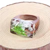 Exquisite Wood Resin Rings for Women Organic Green Eco Epoxy Inspirational Signet Wooden Ring Birthday Gift for Her Dropshipping