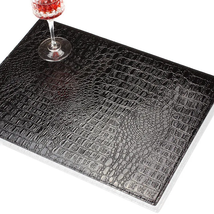 Waterproof Nice Crocodile Pattern Faux Leather Placemats Custom Made