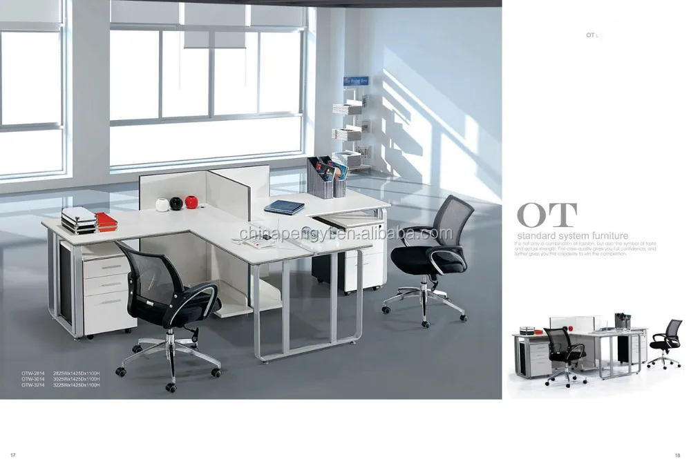 Lowest Price Office Furniture T Shaped 2 Person Office Desk Two