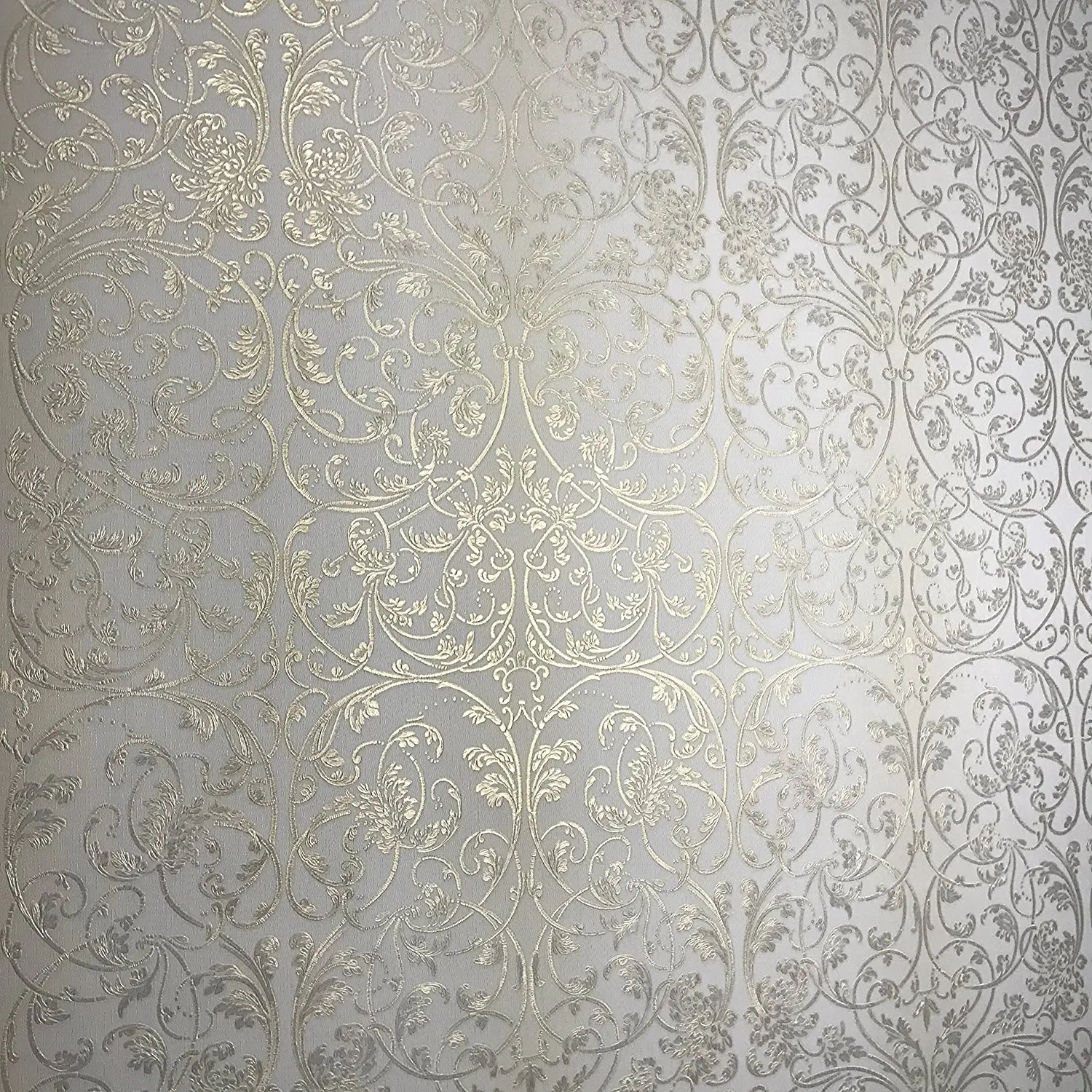 15m Wallpaper textured plain diamonds wall coverings rolls ivory gold metallic