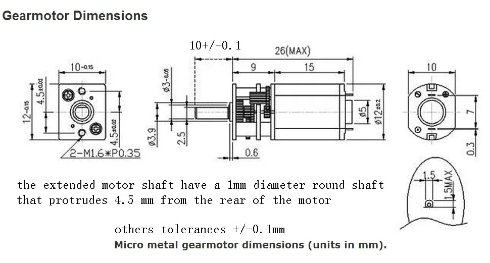 N20 12mm 6V dc micro metal robot gear motor