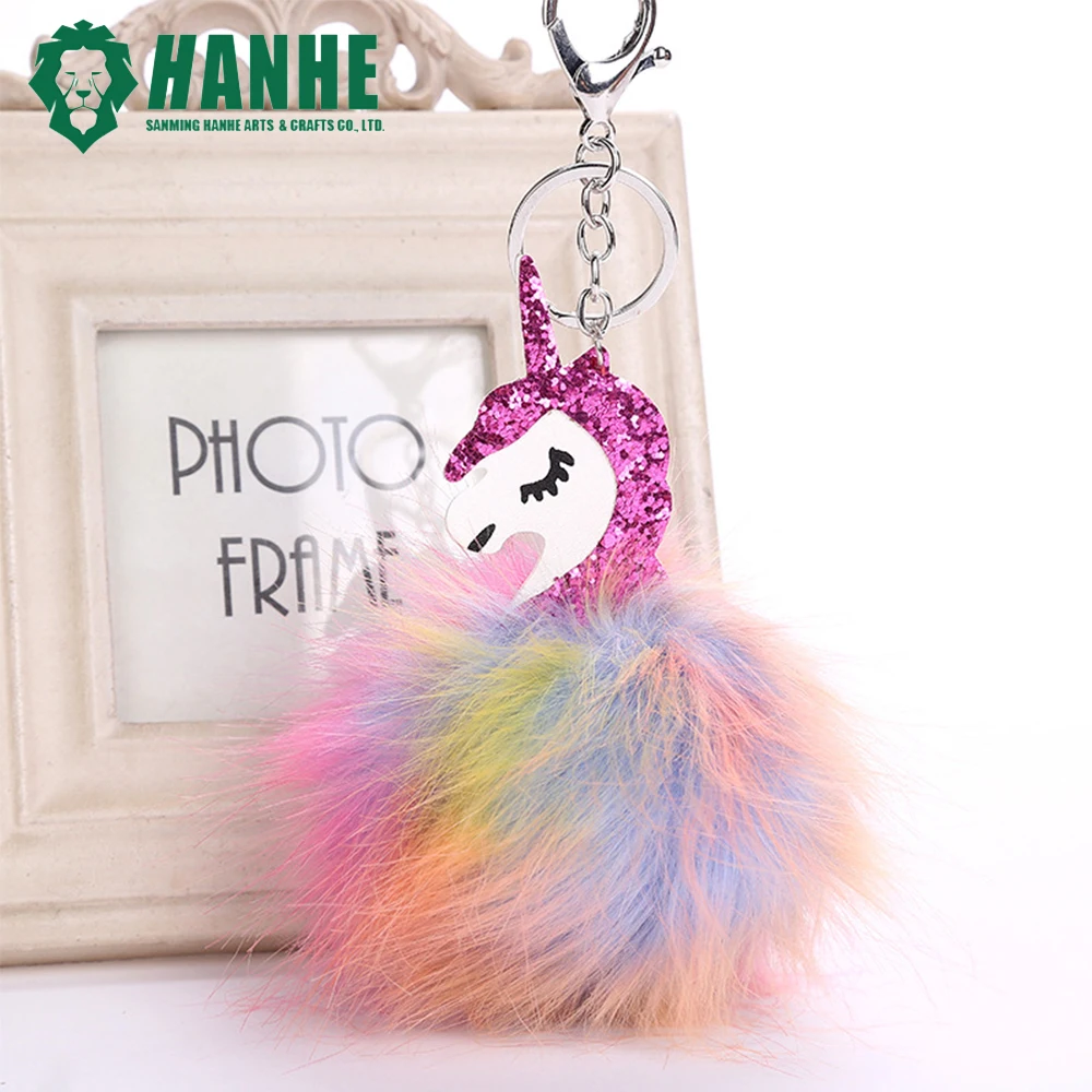 car keyring pom pom