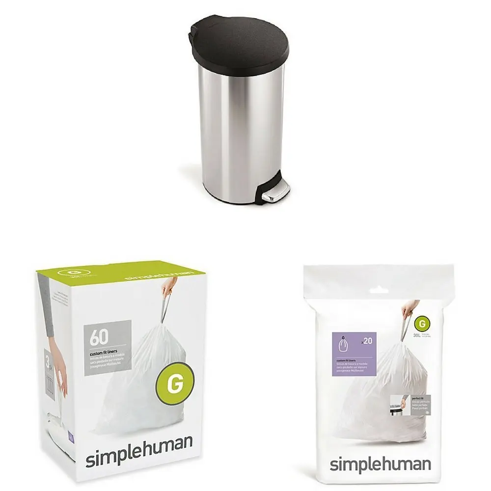 Simplehuman 30 Liter Round Fingerprint Proof Step Can With Code Simplehuman 30 Liter Round Fingerprint Proof Step Can With Code G 60 Pack 8