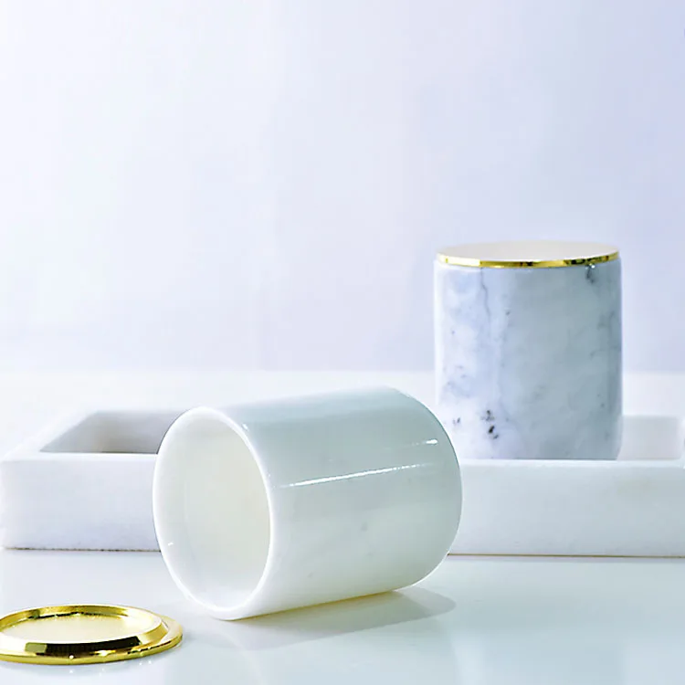 Natural Stone Marble Candle Jar With Wooden Cover Buy Marble Candle