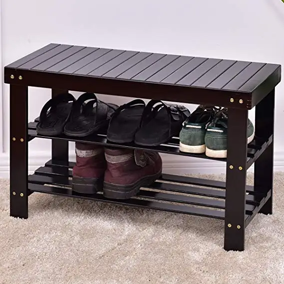 black wood shoe rack