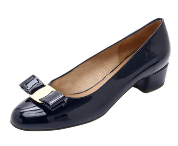 navy blue block heels