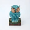 Blue glazed handmade ceramics garden lovely ceramic owl