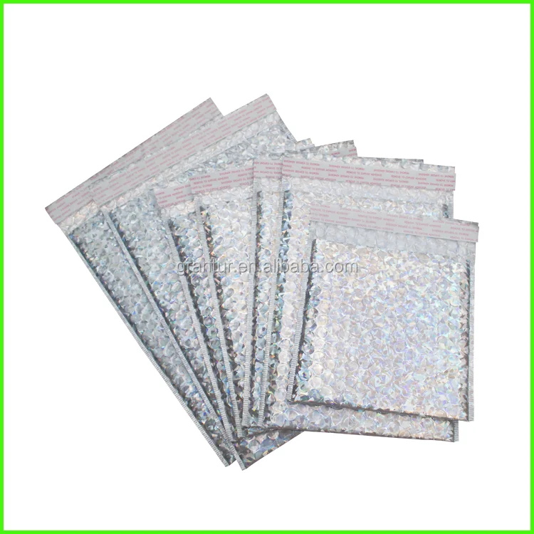 50 Pcs Metallic Bubble Mailers - Holographic Self Seal Shipping Envelopes For Small Business