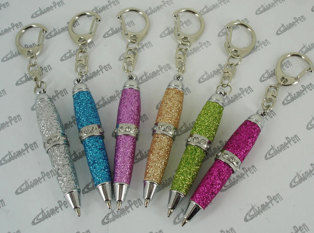 Mini Glitter Pen Keychain Cool Design Short Ballpoint Pen With ...