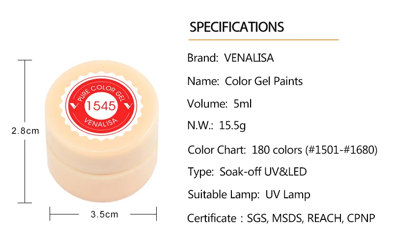 Venalisa color Gel Paint uv Nail Gel Soak Off Nail Art led lacquer 60 colors glitter rainbow Painting Gel nail polish