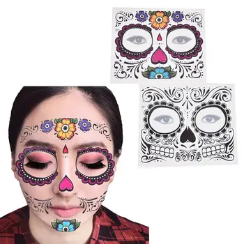 Day Of The Dead Skull Face Halloween Cool Beauty Tattoo Waterproof Hot ...