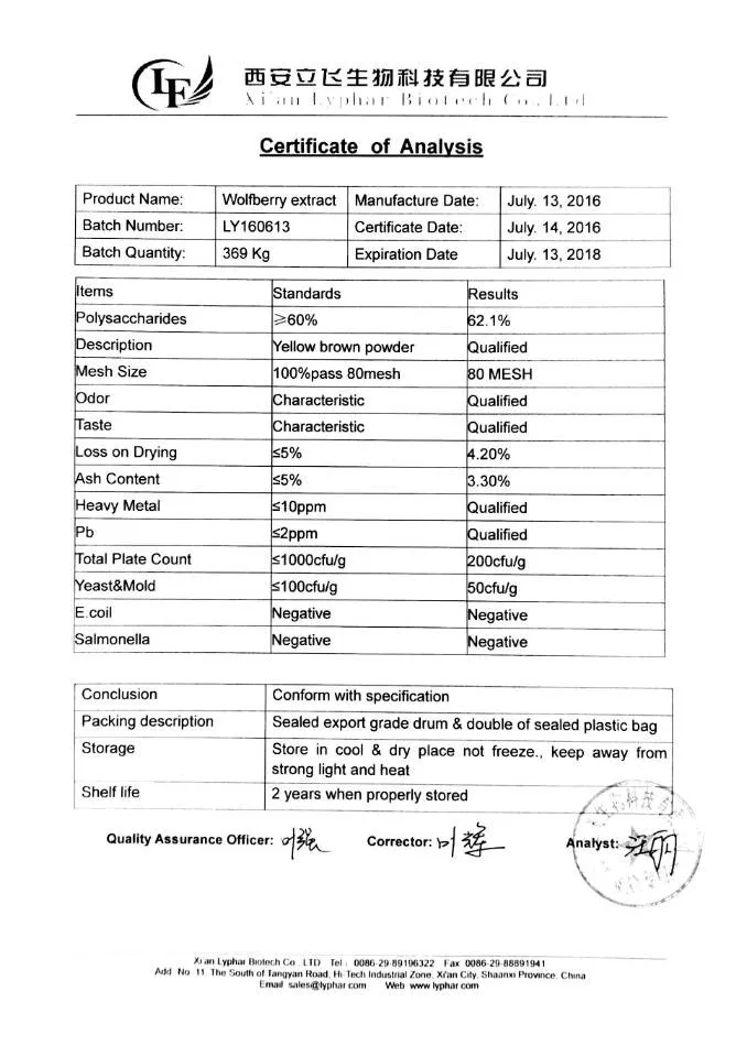 Factory Supply High Quality Extract from Goji Berry Seeds