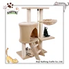 Sisal wood cat house with plush hammock cat tree withsupport by post