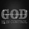GOD is in control iron on rhinestones letters sheet