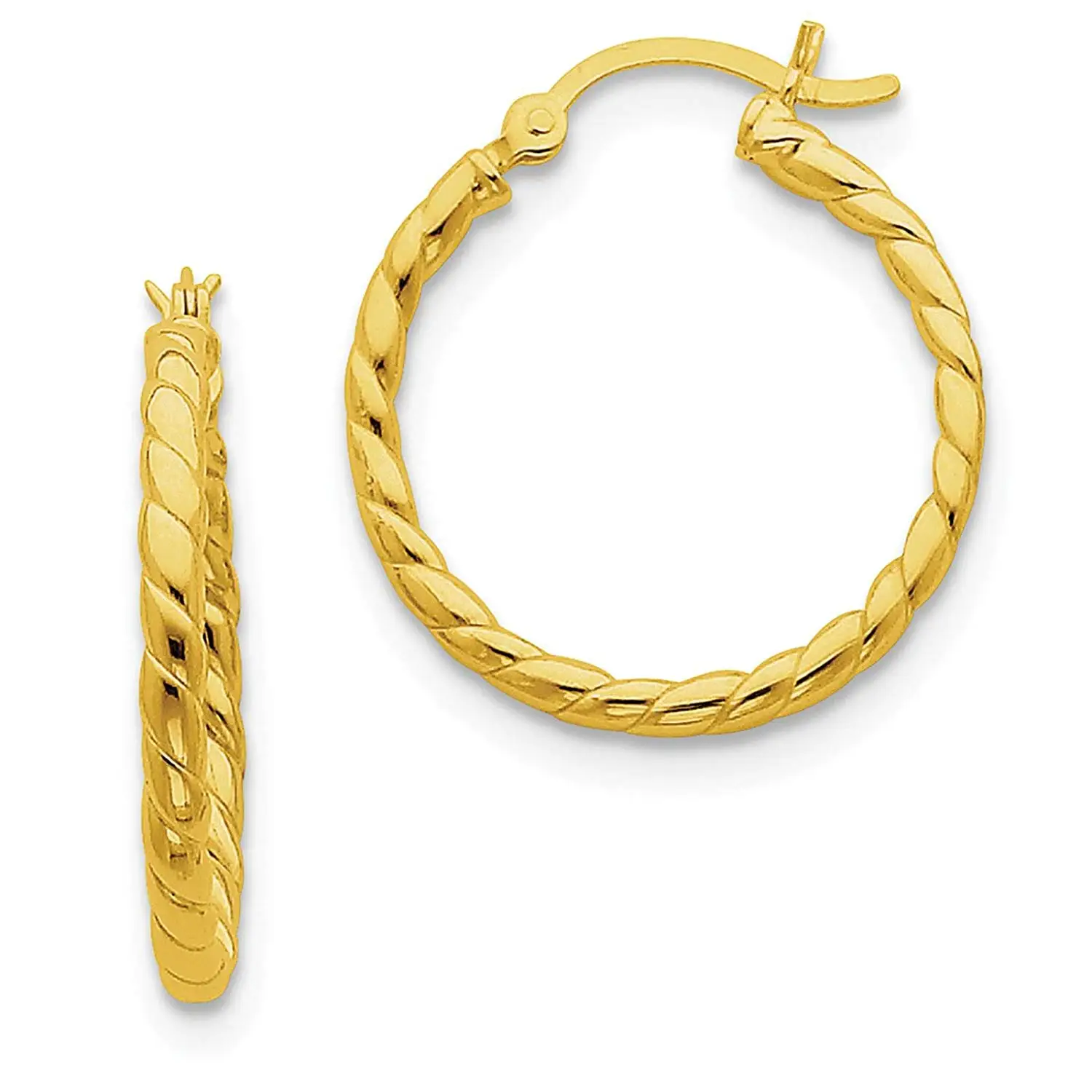 10KT GOLD INTERWOVEN PLAIN//TWISTED TUBE 20MM HOOP EAR HOOP EARRINGS